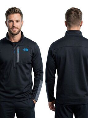 The North Face Mens Fleece Jacket Size XL Black 1/4-Zip Pullover Outdoors Casual
